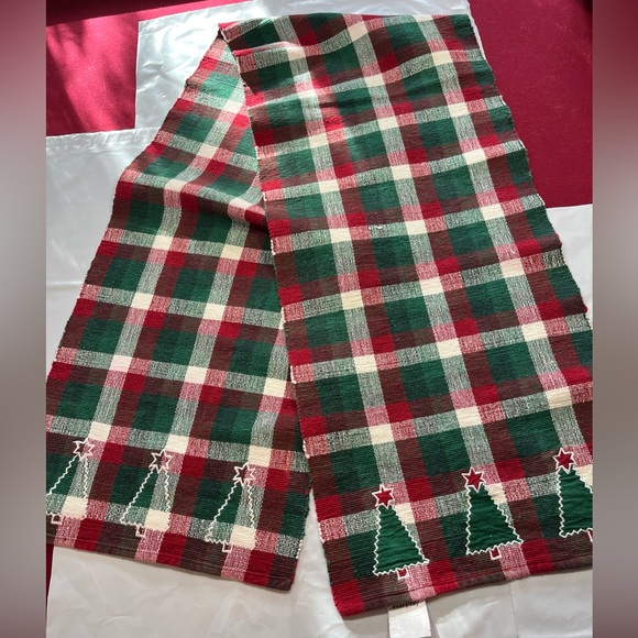 Red Green Long Table Runner Martha Stewart Winter Jubilee  14" x 70" 2002 Cotton - Picture 6 of 11